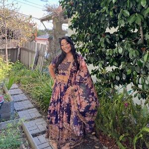 Floral Purple and Pink Lehenga Set